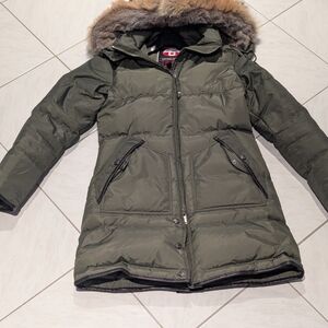 Pajar Green Hooded Puffer Jacket with Insulation